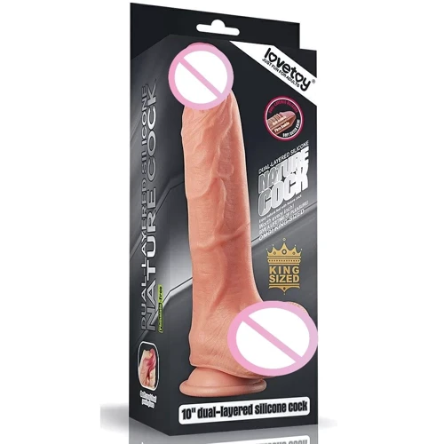 Фаллоимитатор LoveToy Dual Layer Platinum Silicone Cock 10" (телесный): Наличие вибрации Нет