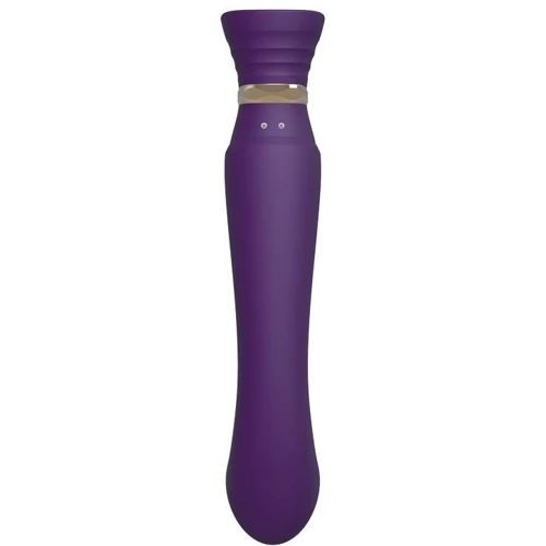 Смартвибратор 3в1 Zalo - Queen Twilight Purple, пульсирующая жемчужина и вакуум, кристалл Swarovski: Диаметр, см 3.3