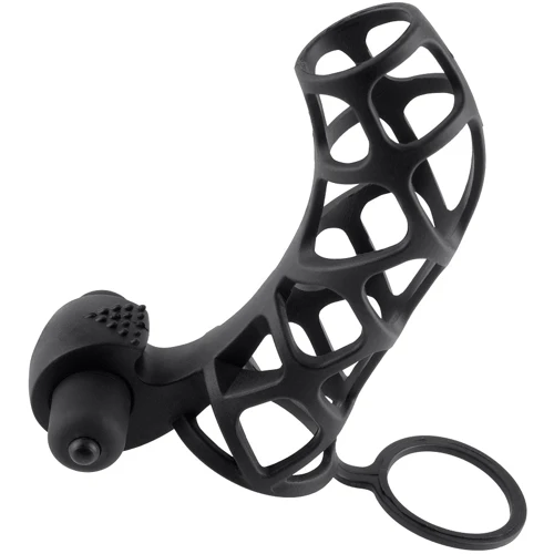 Pipedream FX Extreme Silicone Power Cage Вибронасадка на член, 12х3,3 см: Наявність вібрації є