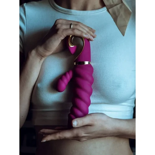 Витой вибратор с клиторальным стимулятором Gvibe Gcandy Purple: Длина, см 22