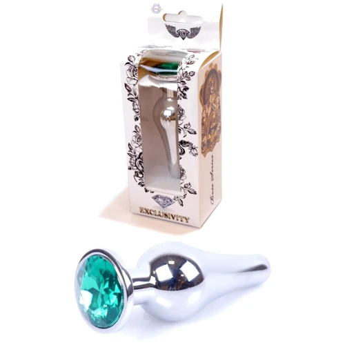 Анальная пробка с кристаллом BOSS of TOYS Boss Series - Jewellery Silver BUTT PLUG Green, BS6400078
