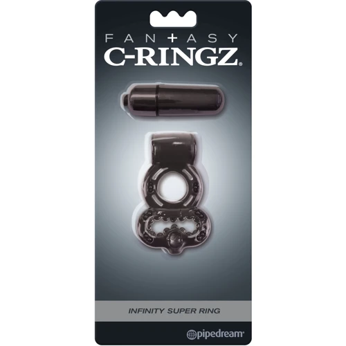 Эрекционное кольцо с вибрацией Infinity Super Ring Black, черный: Цвет черный