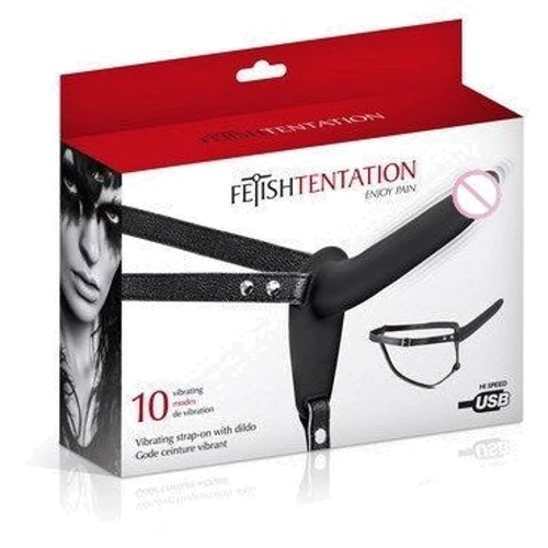 Страпон з вібрацією Fetish Tentation Vibrating Strap-On with Dildo Black: Тип Реалістичні
