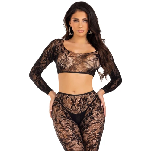 Комплект Leg Avenue Crop top & footless tights Black One Size: Вид Комплекты