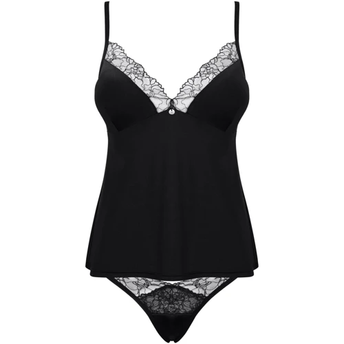Комплект: топ с трусиками Obsessive Bella Rou black M/L: Материал Полиамид