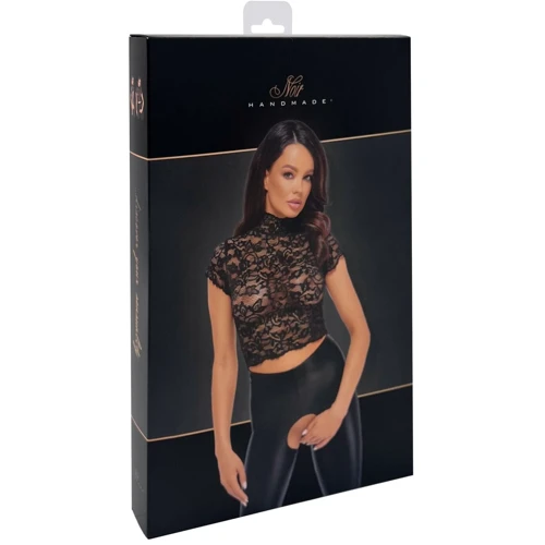 Топ Noir Handmade F303 Essence lace top with high collar Вlack, XXL: Розмір XXL