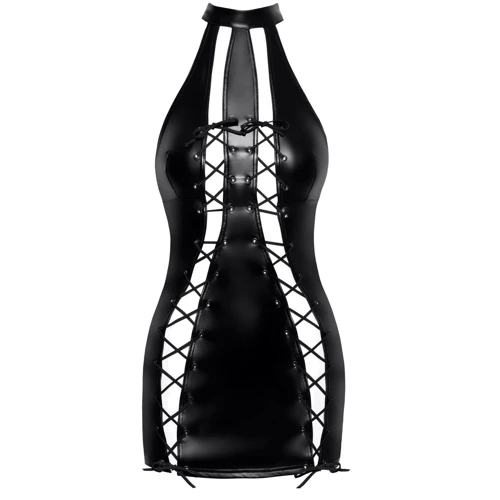 Сукня Noir Handmade F291 Powerwetlook dress with double lace-up front Вlack, XXL: Вид Платья