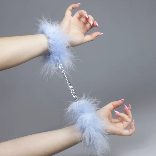 Наручники Secret Play Handcuffs Marabou Blue: Цвет голубой