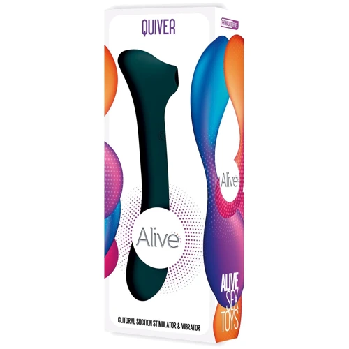 Вібратор та вакуумний кліторальний стимулятор 2-в-1 Alive Quiver Teal оновлена модель: Тип і форма Двусторонние
