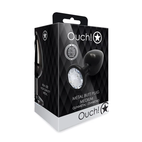 Металевий анальний затор Ouch! Heart Gem Gunmetal - Diamond, S: Тип Анальные пробки