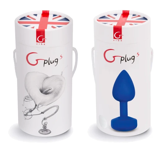 Маленькая дизайнерская анальная пробка с вибрацией Gplug - Gvibe (Англия) , ярко-синий: Материал Силикон