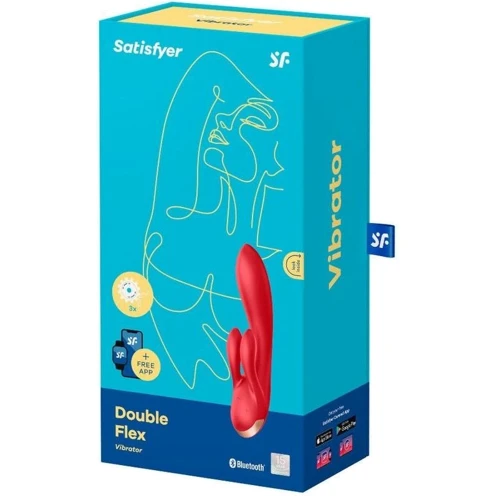 Смарт вибратор кролик с двойным отростком Satisfyer Double Flex Red: Назначение Вагинальные