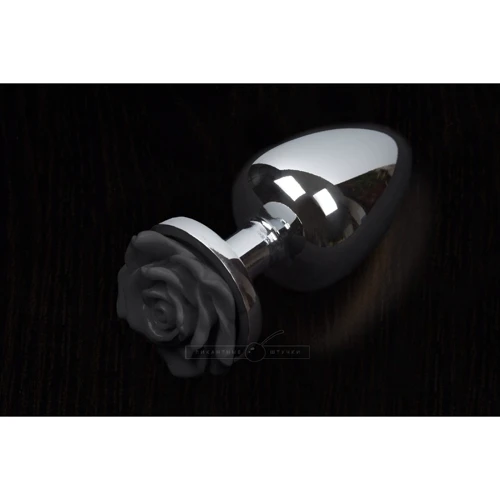 Пикантные Штучки Rose Small - маленькая анальная пробка, 6х3 см, черный