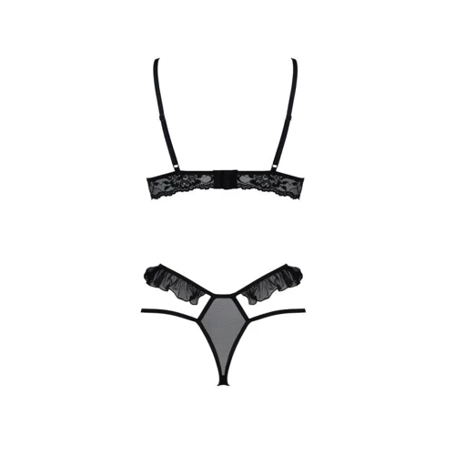 Комплект Passion DOLLY SET WITH OPEN BRA black S/M: Декор Кружево