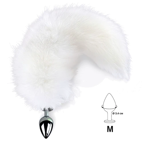Металлическая анальная пробка с хвостом из натурального меха Art of Sex size M White fox: Для кого Унисекс