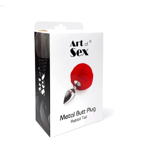 Металлическая анальная пробка М Art of Sex - Metal Butt plug Rabbit Tail, красный: Тип Анальные пробки
