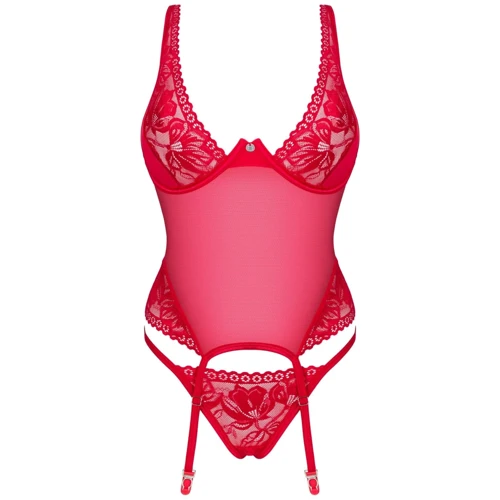 Прозрачный корсет Obsessive Lacelove corset XL/2XL Red: Материал Полиамид
