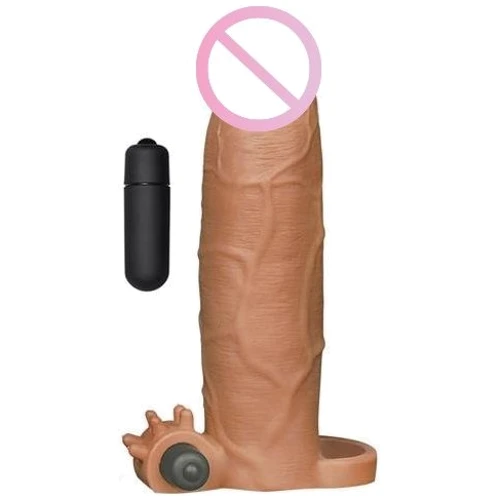 Насадка на член LoveToy Pleasure X-Tender Vibrating Penis Sleeve Add 3" Brown