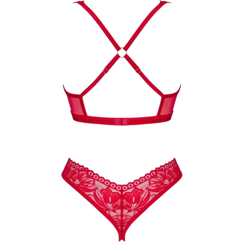 Комплект белья Obsessive Lacelove cupless 2-pcs set XL/2XL Red: Декор Кружево