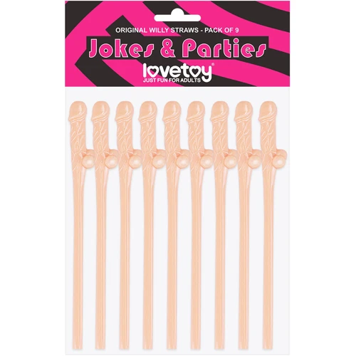 Трубочки для напоїв LoveToy Jokes&Parties Original Willy Straws Flesh, 9 шт.