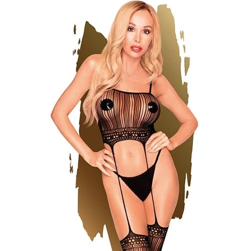 Бодистокинг с топом и чулками на подвязках Penthouse - Sex Dealer Black S/L