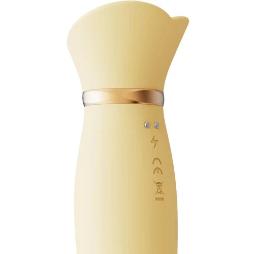 Вибратор с подогревом и вакуумной стимуляцией клитора Zalo - ROSE Vibrator Lemon Yellow: Длина, см 25