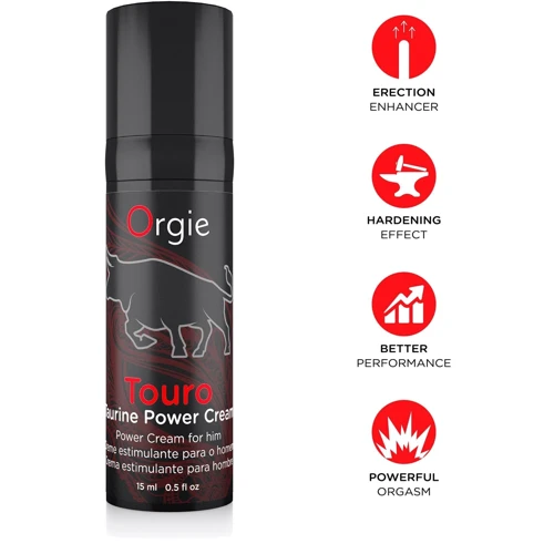 Крем для посилення ерекції Orgie Touro Power Cream, 15 мл, з таурином, гінкго та коренем женьшеню фото 4