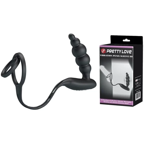 Эрекционное кольцо с анальным вибро стимулятором Pretty Love - VIBRATION PENIS SLEEVE III, BI-210200 фото 11