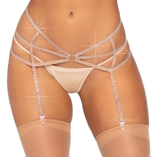 Пояс для панчіх Leg Avenue Rhinestone garterbelt Nude One Size