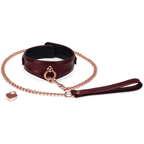 Ошейник с поводком Liebe Seele Wine Red Curved Collar