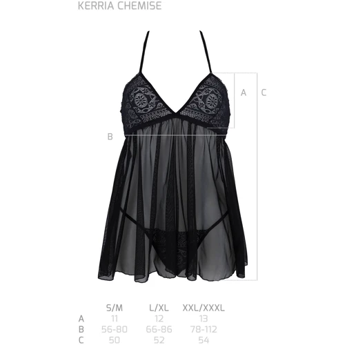 Пеньюар ECO Passion KERRIA CHEMISE black L/XL: Материал Полиамид