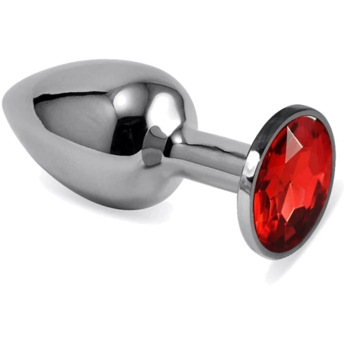 Анальная пробка с кристаллом LoveToy Small Silver Plug Red