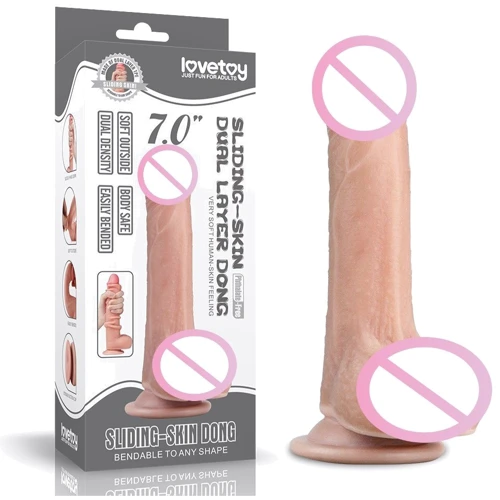 Фаллоимитатор LoveToy Sliding-Skin Dual Layer Dong 7" Flesh: Назначение Вагинальные