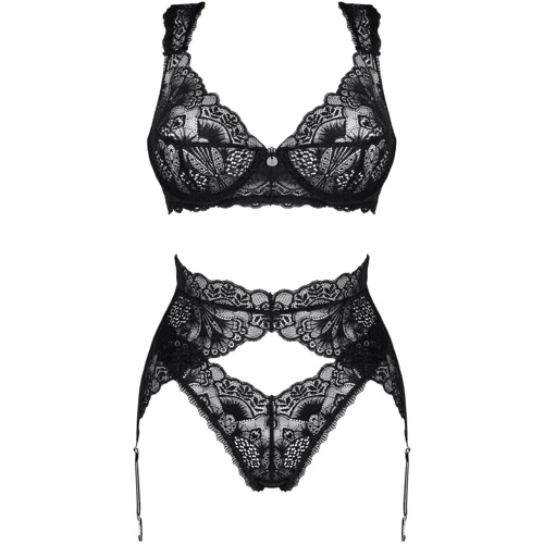 Комплект белья Obsessive Donna Dream 3-pcs set XS/S Black: Декор Кружево