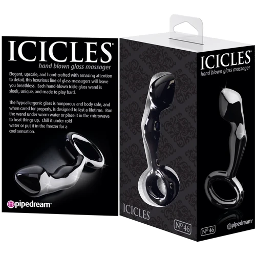 Pipedream Icicles No.46 - масажер простати, 8х2.5 см, чорний: Матеріал Скло