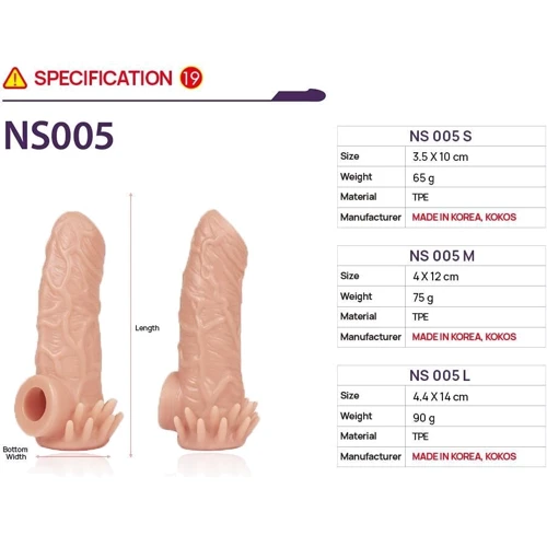 Насадка на член Kokos Nude Sleeve NS 005 L: Назначение Для утолщения