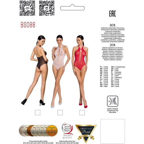 Бодістокінг Passion BS088 red: Візерунок Однотонный