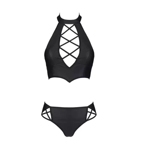 Комплект из эко-кожи Nancy Bikini black 6XL/7XL - Passion: Вид Комплекты