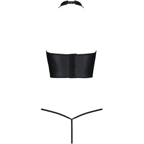 Комплект белья с открытой грудью Passion GENEVIA SET WITH OPEN BRA Black S/M: Материал Полиуретан