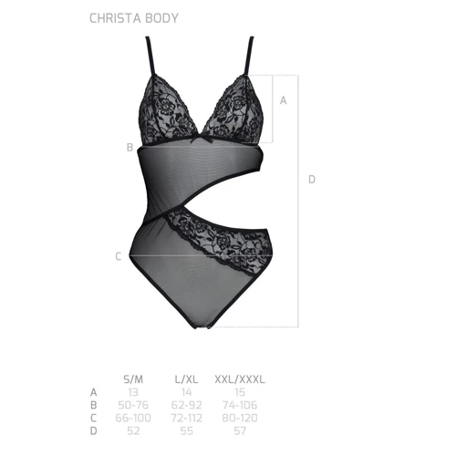 Боди с ажурным лифом Christa Body black L/XL — Passion: Материал Полиэстер