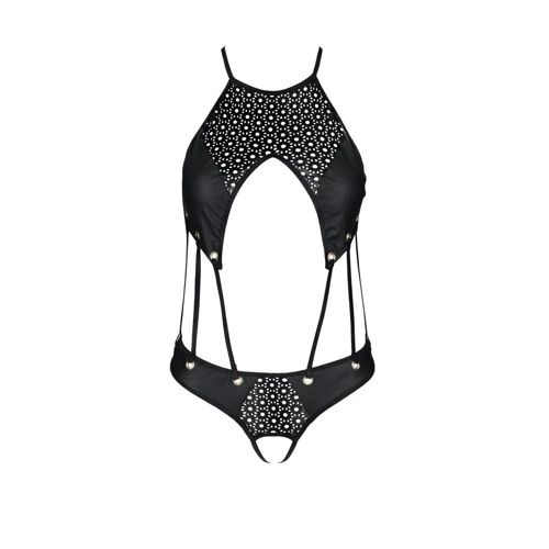 Боди из эко-кожи Passion Tamaris Body black L/XL: с ремешками и перфорацией: Материал Полиуретан