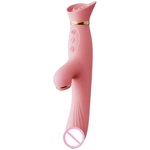 Вібратор з підігрівом та вакуумною стимуляцією клітора Zalo - ROSE Vibrator Strawberry Pink