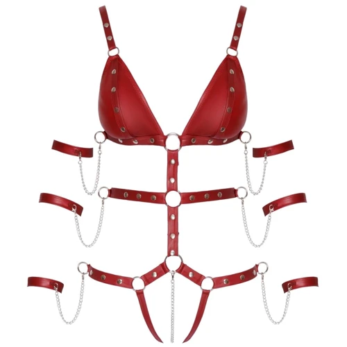 Боді із фіксаторами для рук Orion Bad Kitty Strap Body Red, XL: Фактура Гладка