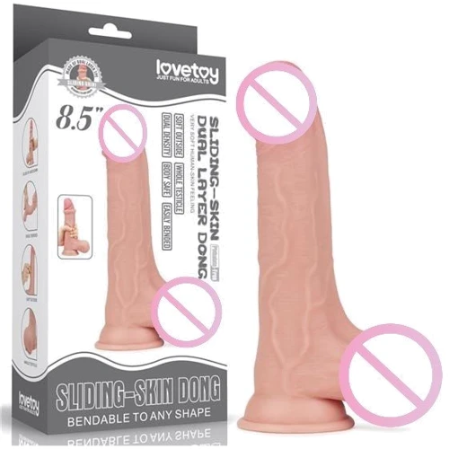 Фаллоимитатор LoveToy Sliding-Skin Dual Layer Dong 8.5" Flesh: Мошонка Есть