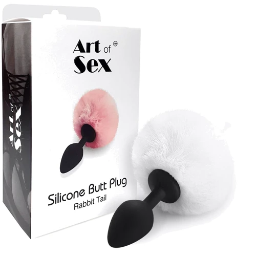 Силиконовая анальная пробка М Art of Sex - Silicone Bunny Tails Butt plug, белый: Тип Анальные пробки