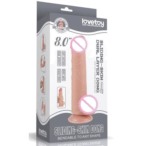 Фалоімітатор LoveToy Sliding-Skin Dual Layer Dong 8" Flesh: Призначення Вагинальные