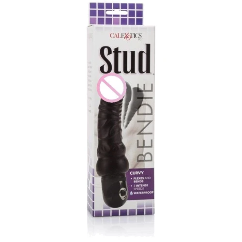CalExotics Bendie Stud Curvy вибромассажер, 12.5x4 см, черный: Тип управления Кнопочное