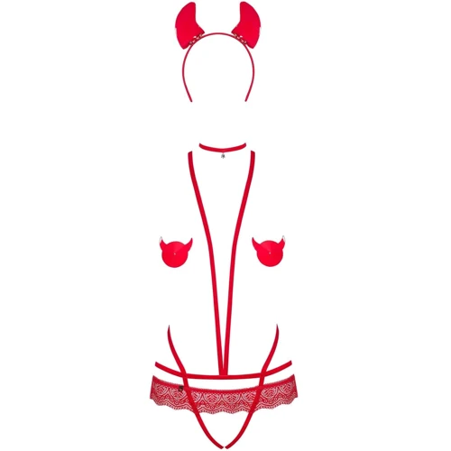 Відвертий костюм дияволиці Obsessive Evilia red L/XL: Розмір L