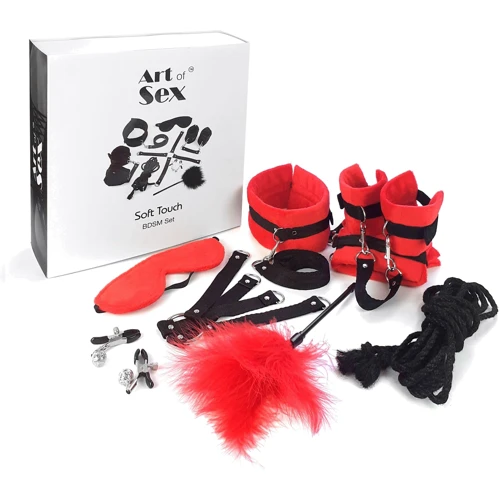 Набор БДСМ Art of Sex - Soft Touch BDSM Set 9 предметов красный