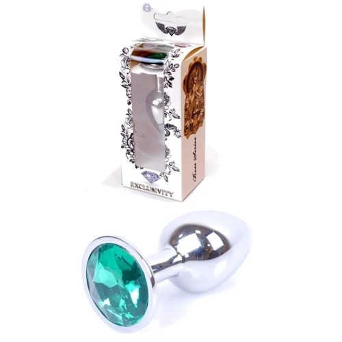 Анальная пробка Boss Series - Jewellery Silver PLUG Green S (BS6400011)